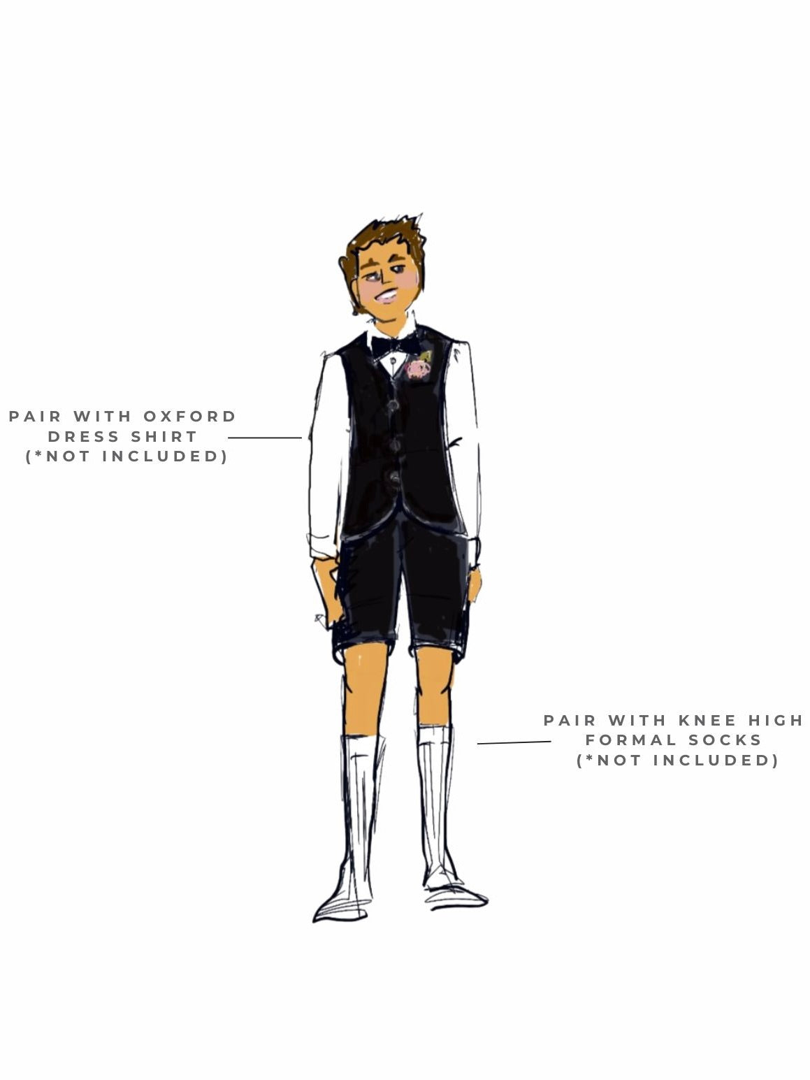 The Ring Bearer Waistcoat and Short Set – a handcrafted formal outfit featuring fine wool suiting and breathable cotton seersucker lining for comfort and style. Includes a tailored waistcoat and matching shorts with grosgrain finishing, adjustable waistband, and slip closure. Perfect for weddings and special occasions. Available in standard sizing or made-to-measure.