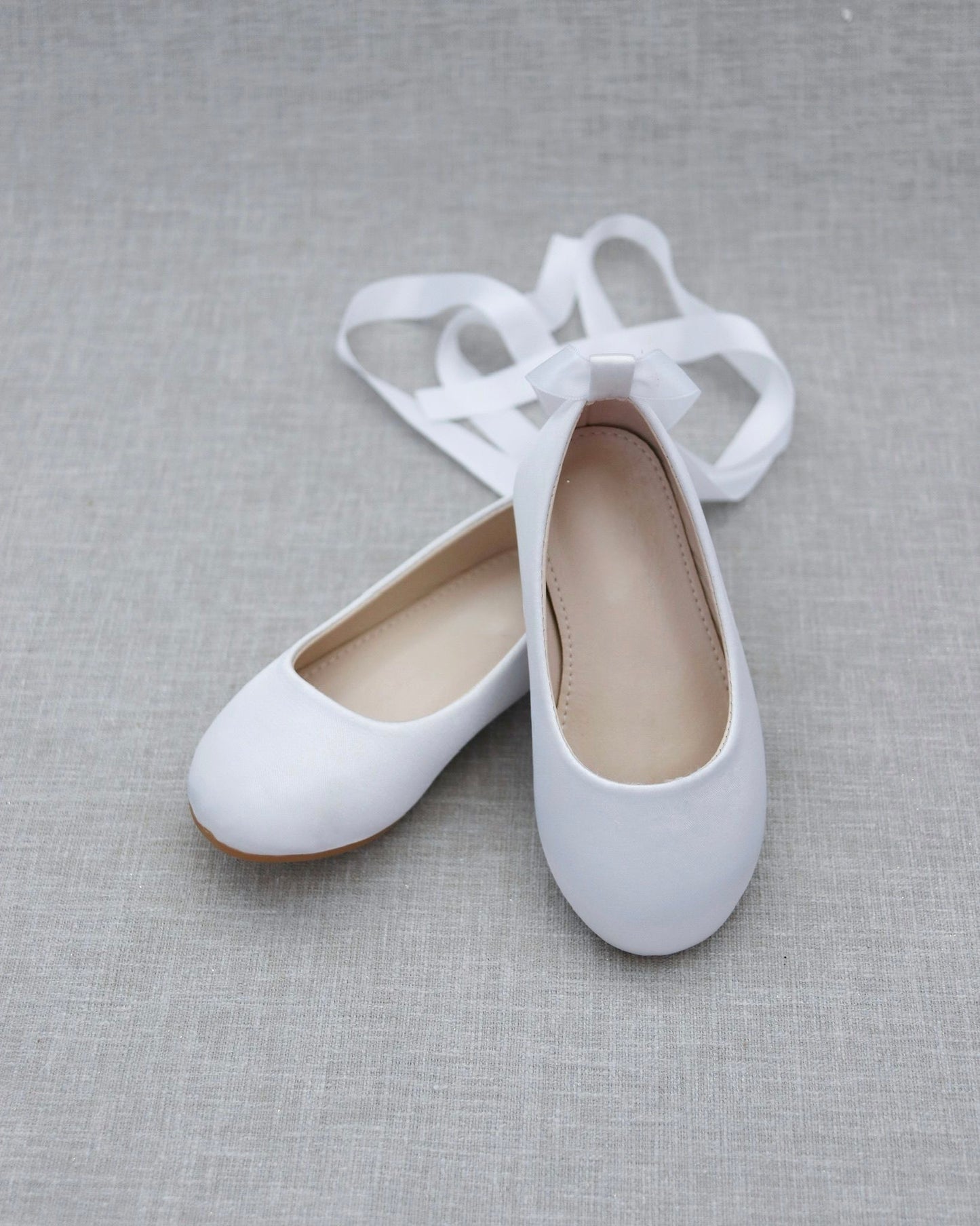 Satin Ballet Flats with Ankle Tie or Ballerina Lace Up
