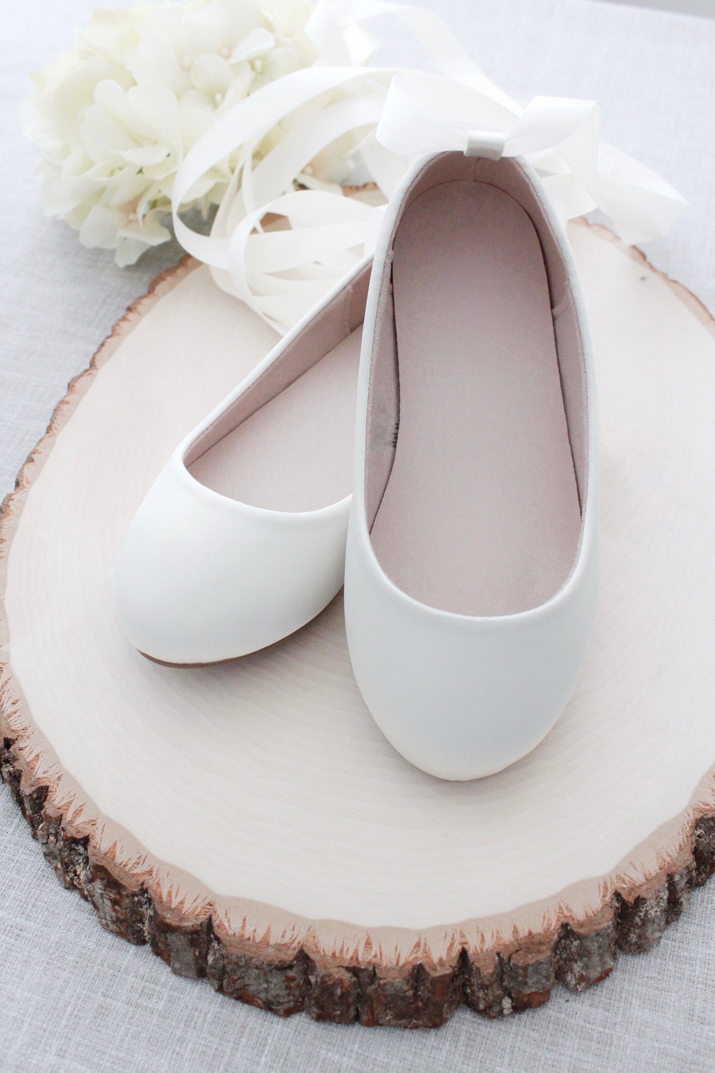 Satin Ballet Flats with Ankle Tie or Ballerina Lace Up