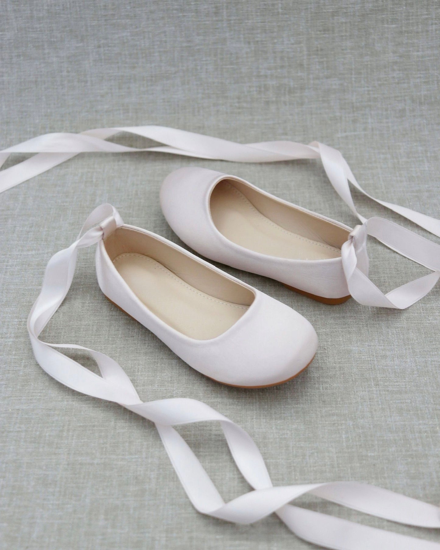 Satin Ballet Flats with Ankle Tie or Ballerina Lace Up