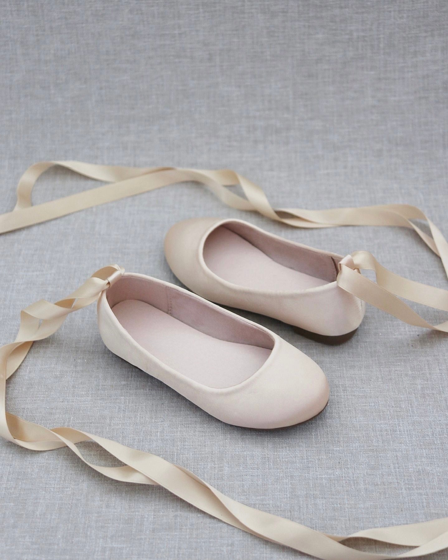 Satin Ballet Flats with Ankle Tie or Ballerina Lace Up