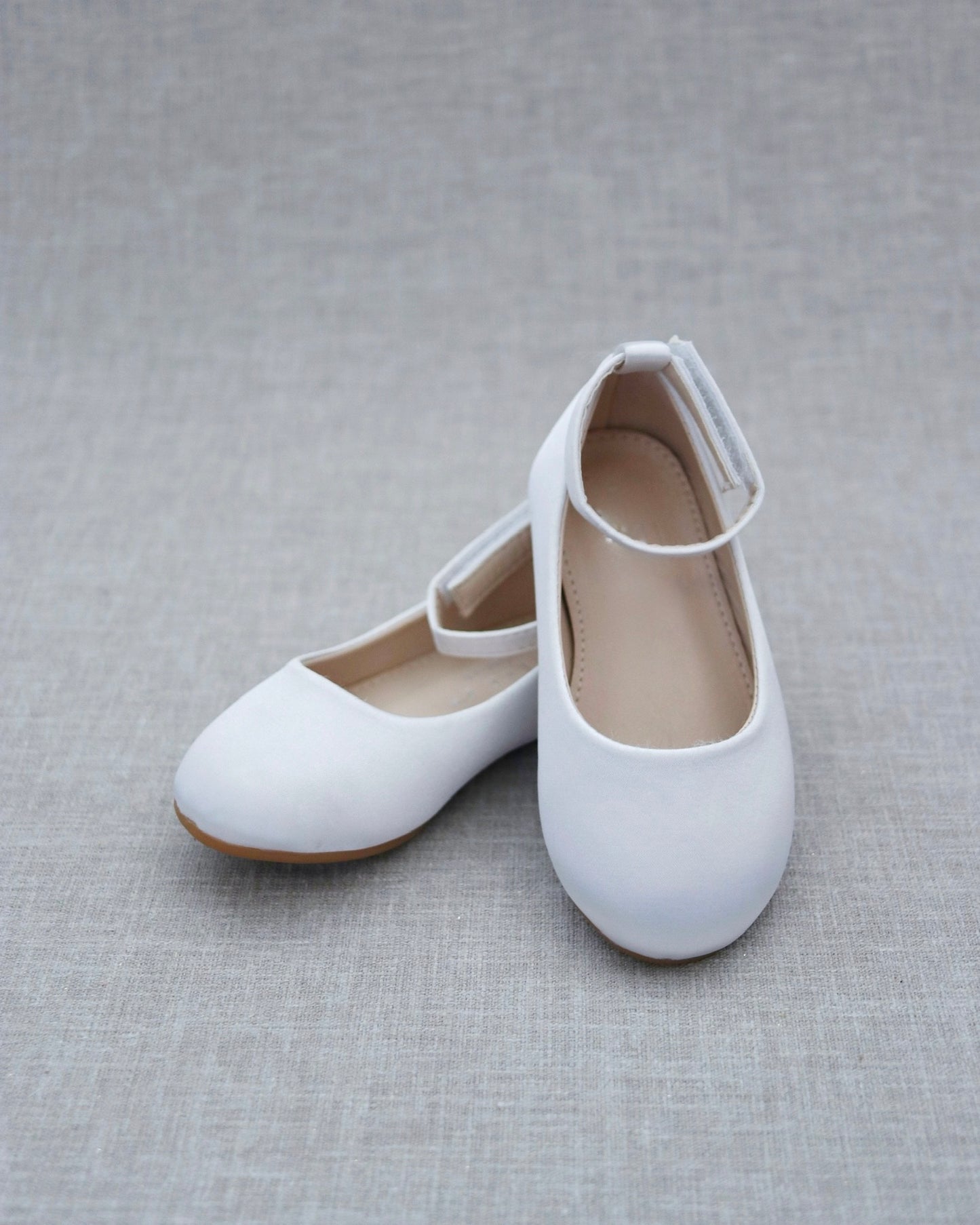 Satin Flats with Velcro Ankle Strap