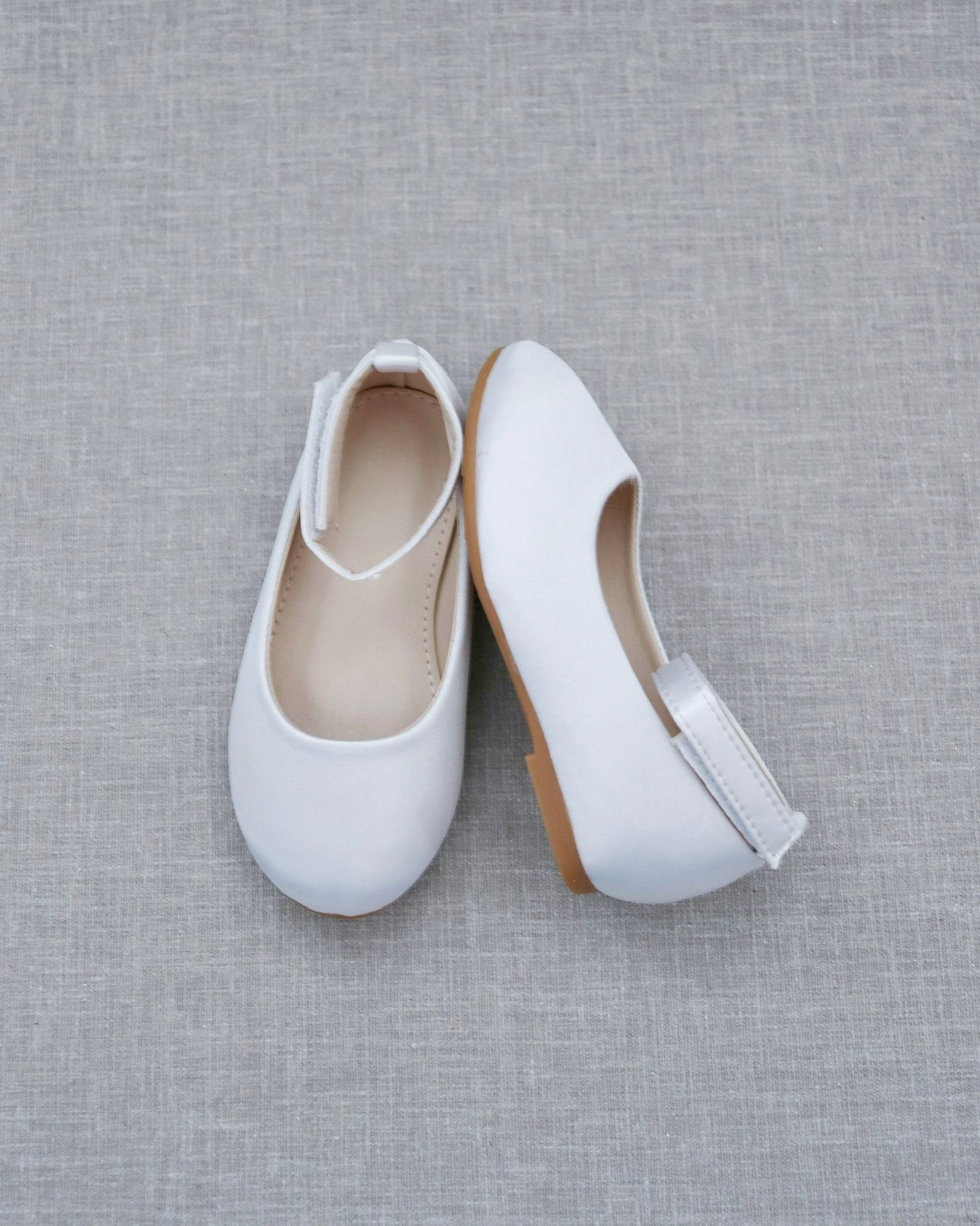 satin flats with velcro strap for toddler flower girl shoes