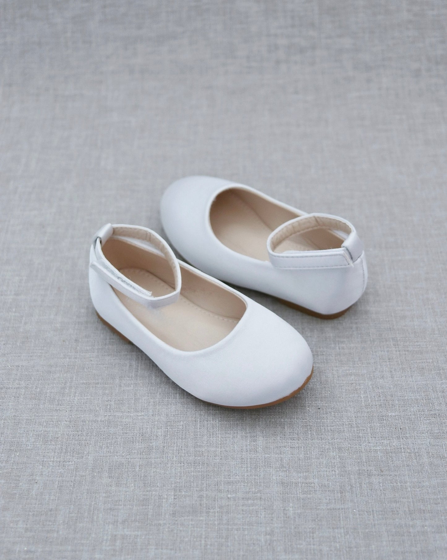 Satin Flats with Velcro Ankle Strap