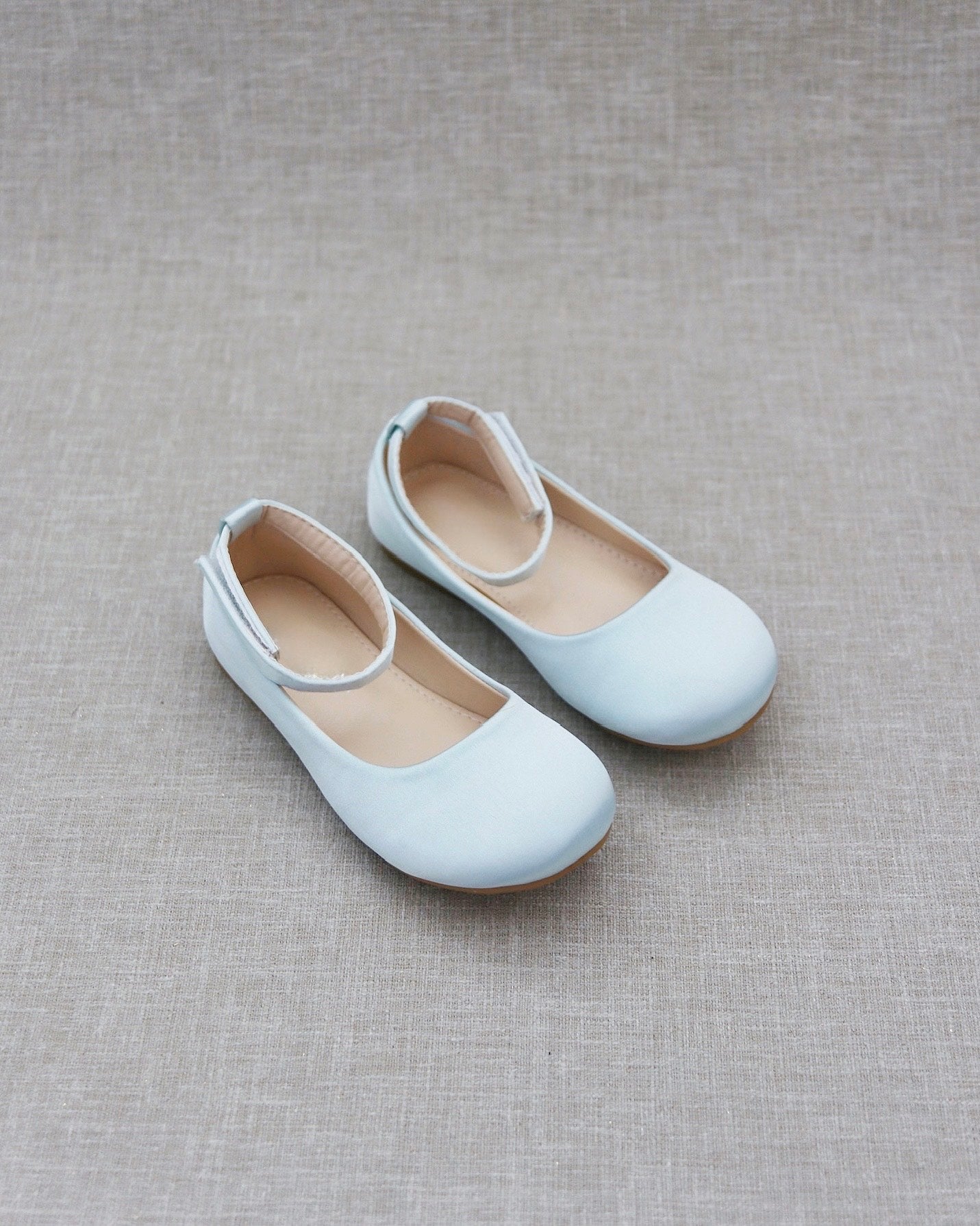 Satin Flats with Velcro Ankle Strap