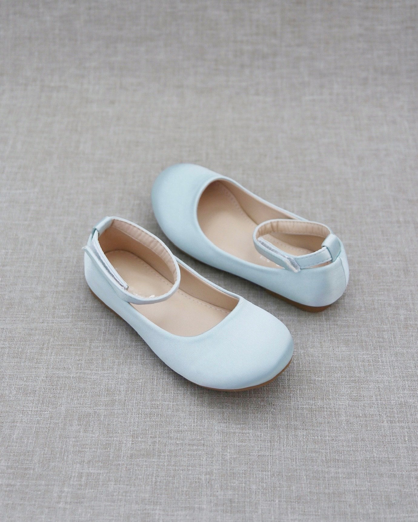Satin Flats with Velcro Ankle Strap