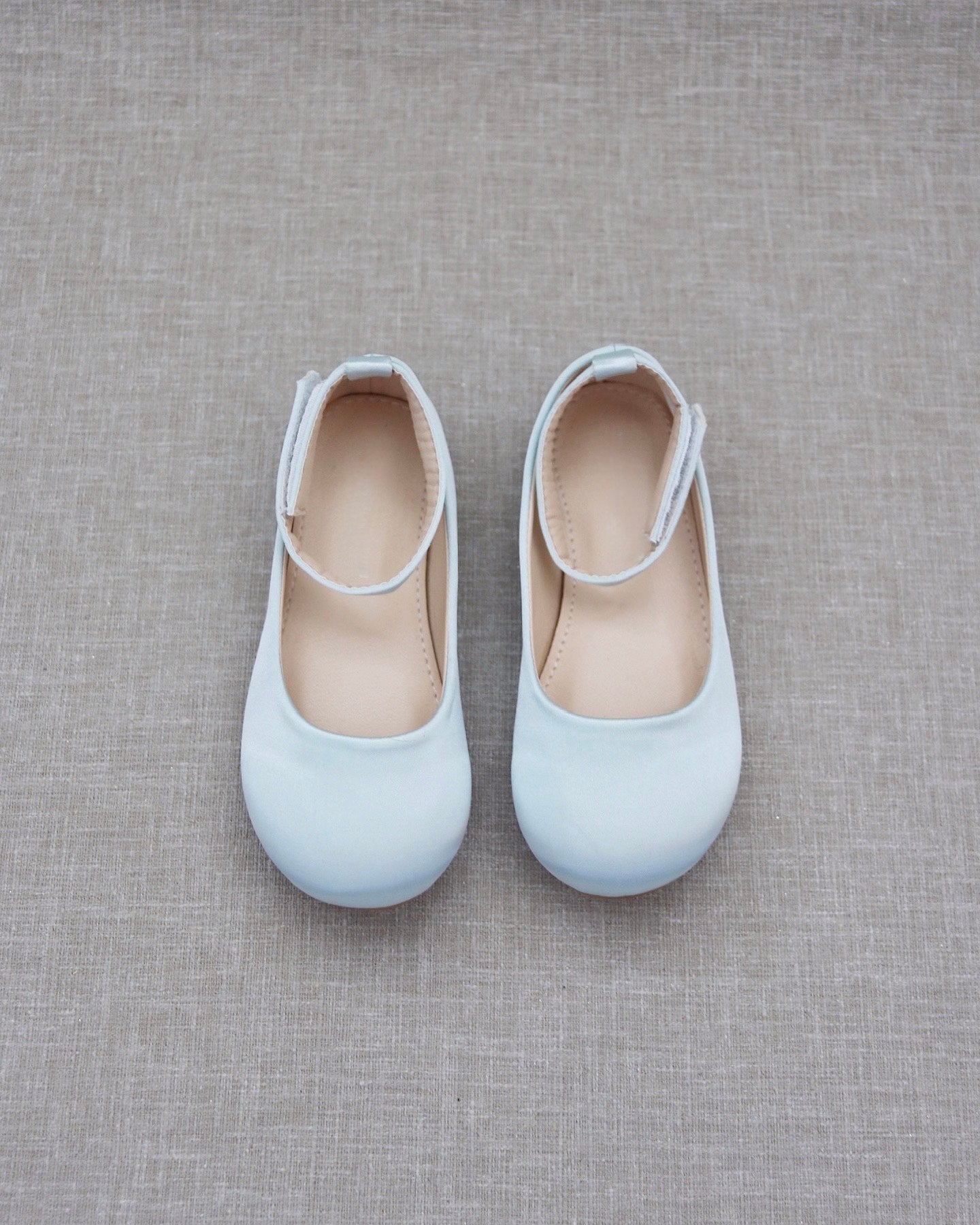 Satin Flats with Velcro Ankle Strap
