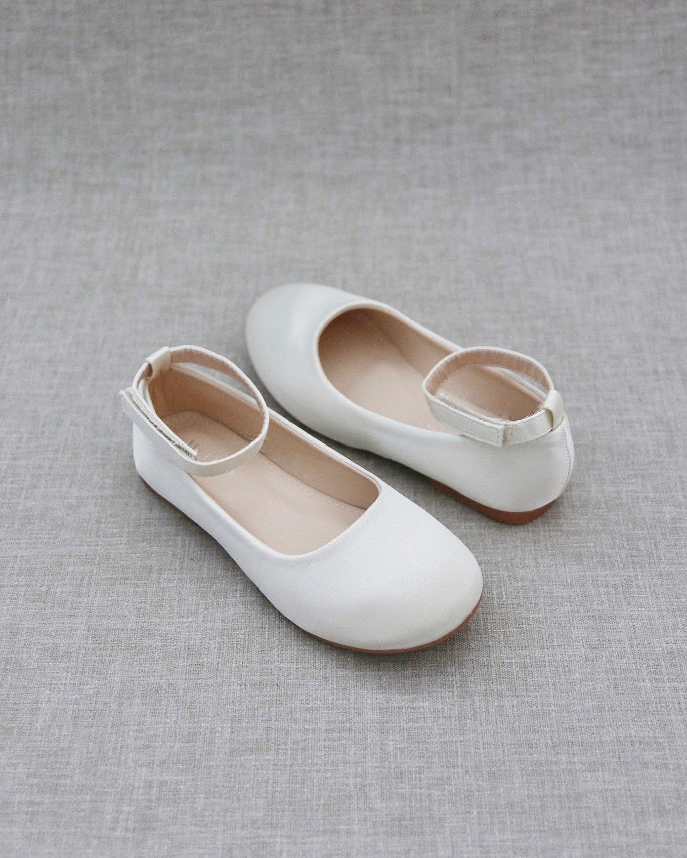 Satin Flats with Velcro Ankle Strap