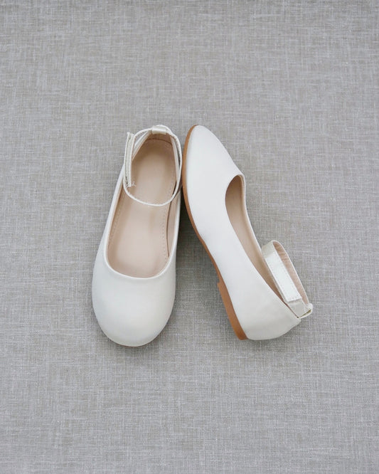 Satin Flats with Velcro Ankle Strap