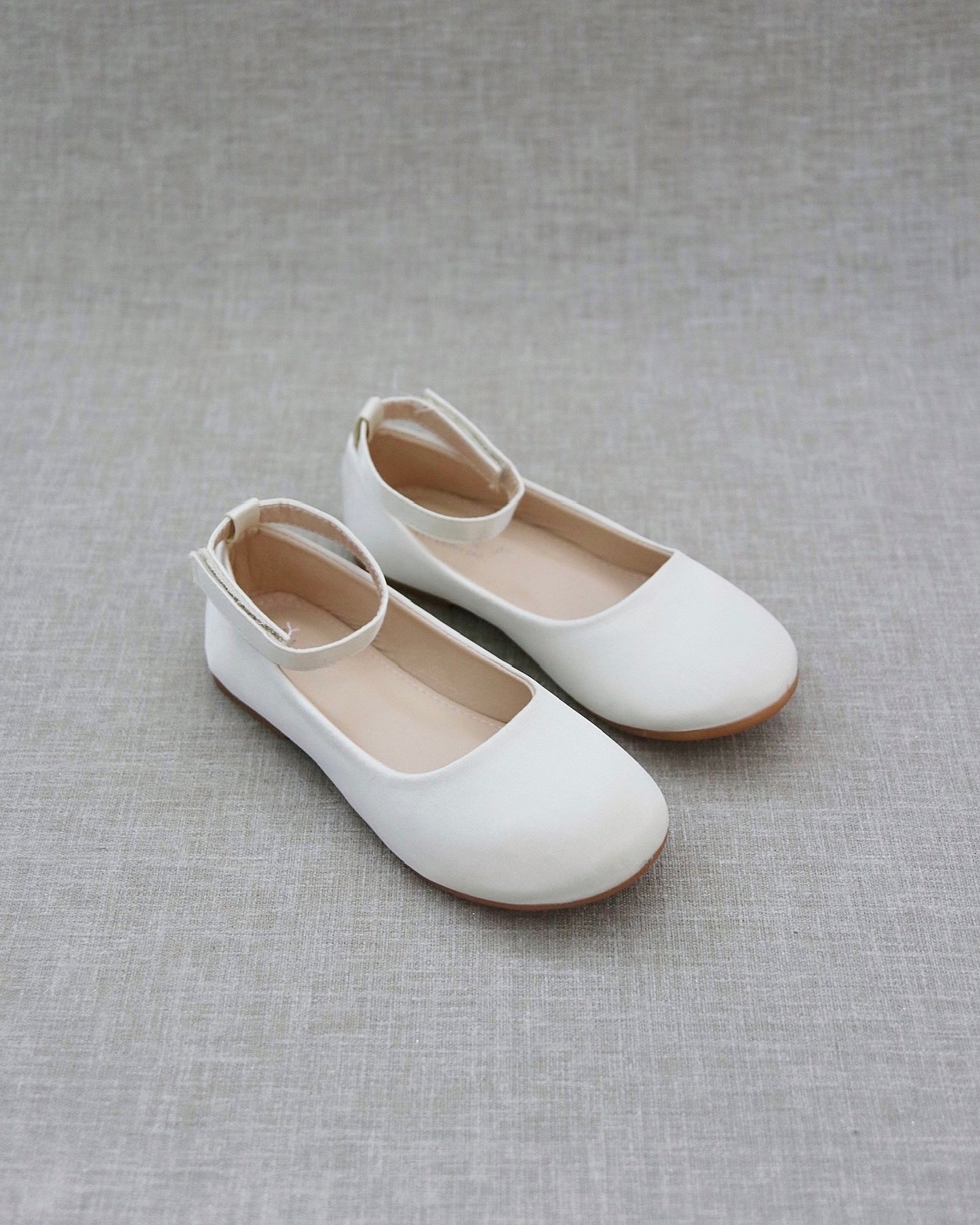 Satin Flats with Velcro Ankle Strap