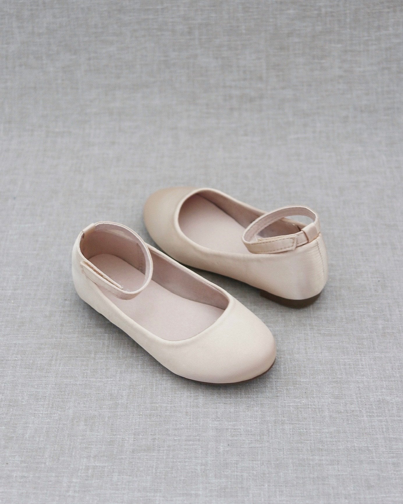 Satin Flats with Velcro Ankle Strap
