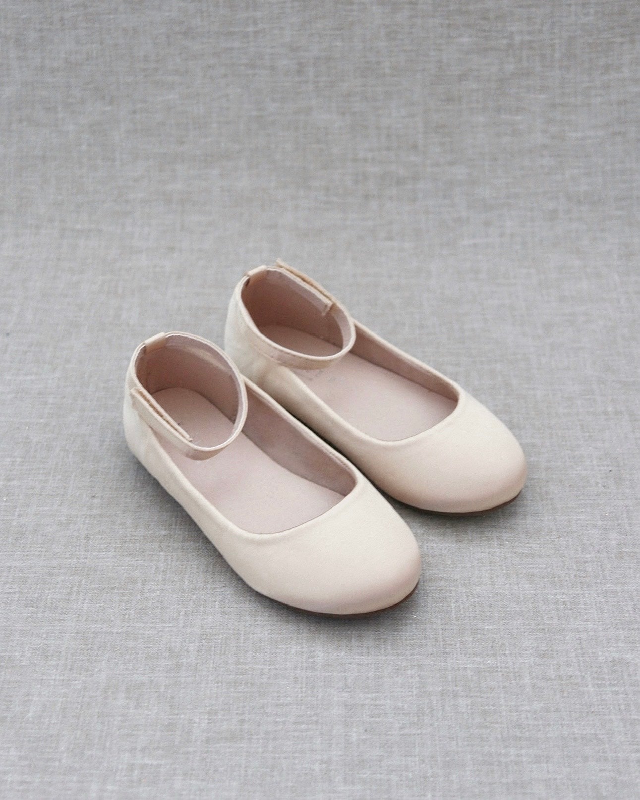 Satin Flats with Velcro Ankle Strap