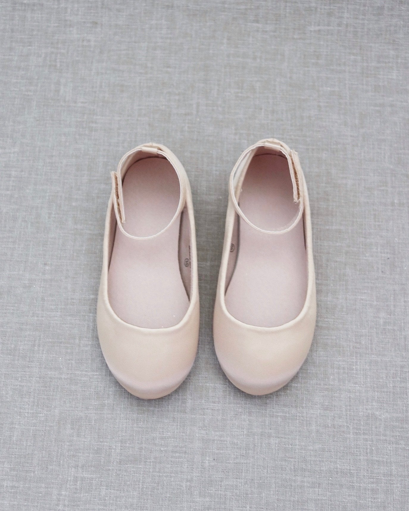 Satin Flats with Velcro Ankle Strap