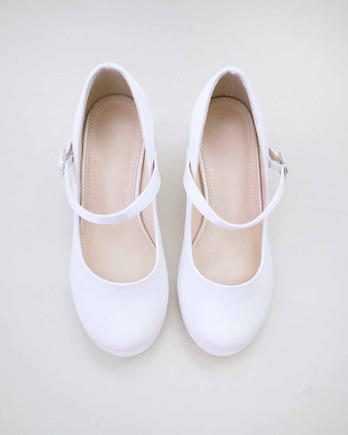Girls Satin Mary Jane Block Heel