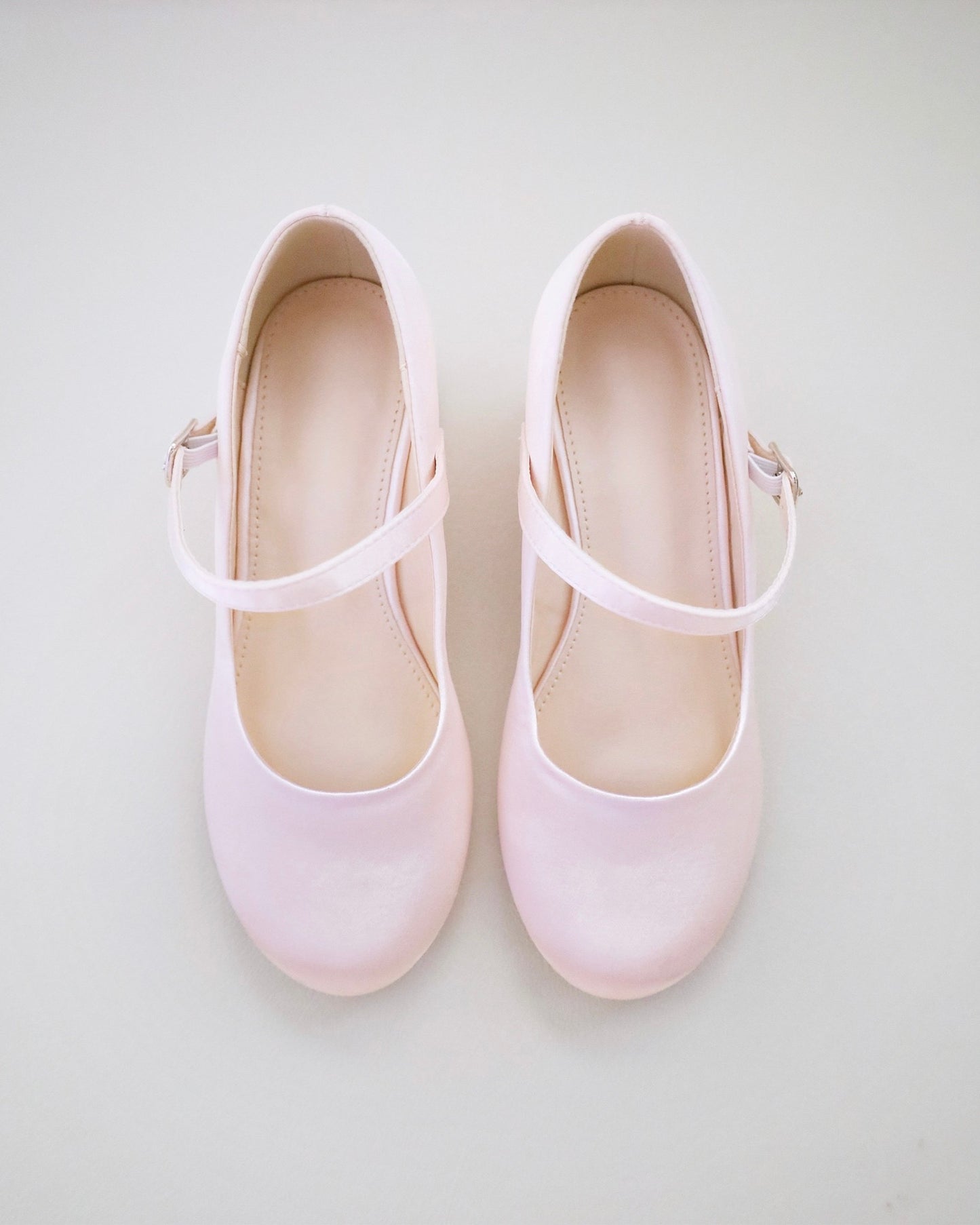 Girls Satin Mary Jane Block Heel