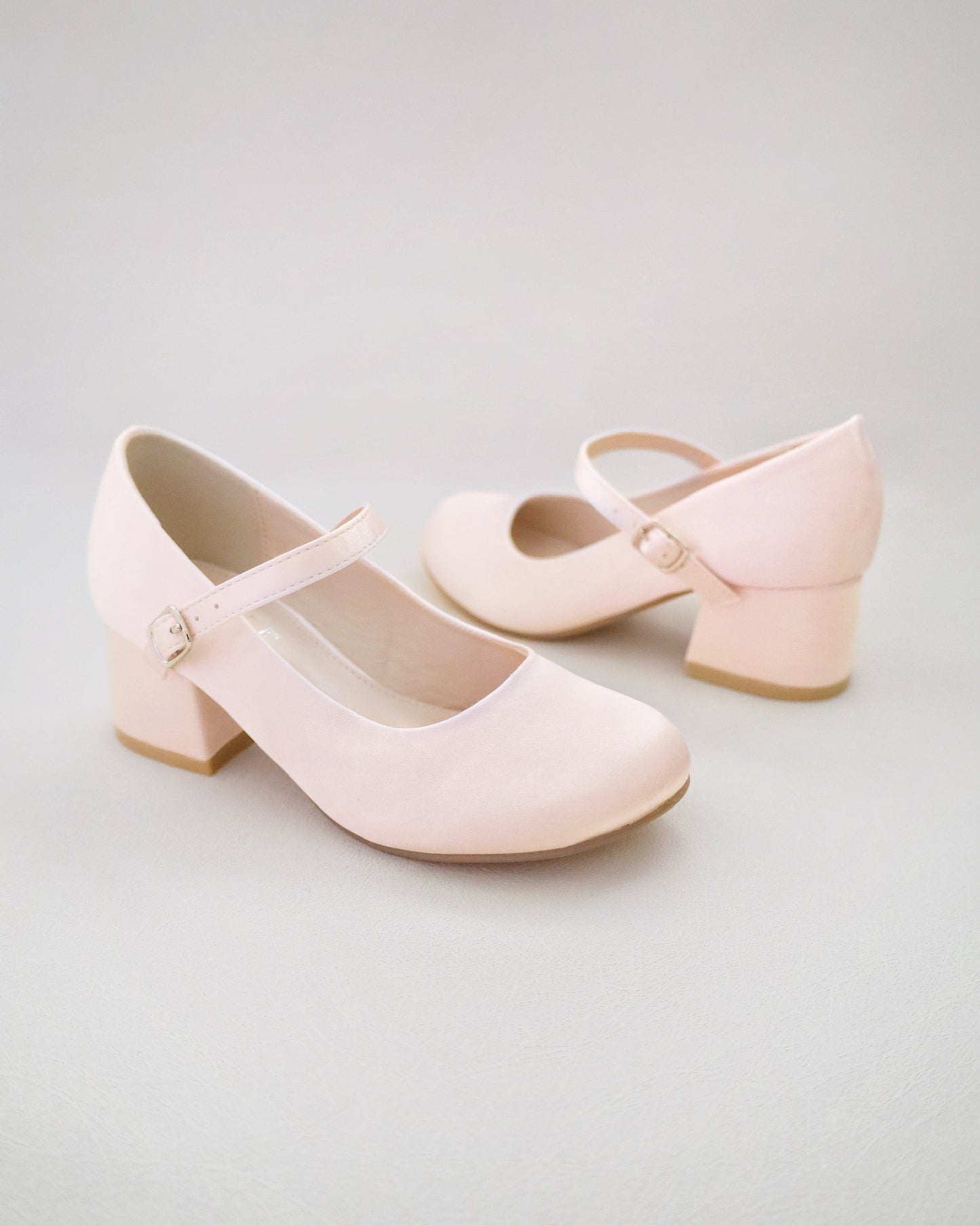 Girls Satin Mary Jane Block Heel
