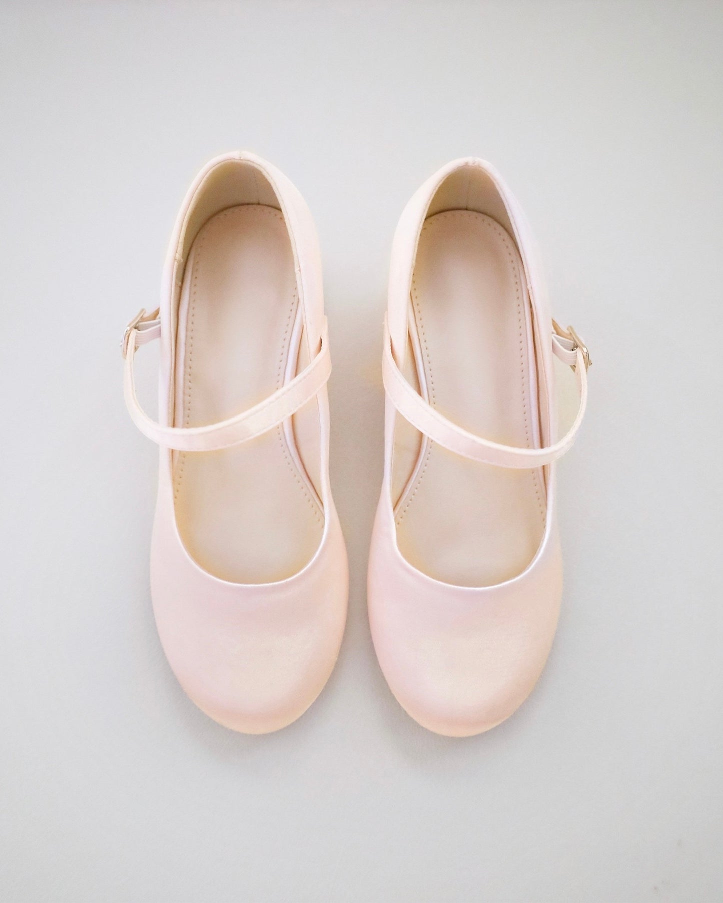 Girls Satin Mary Jane Block Heel