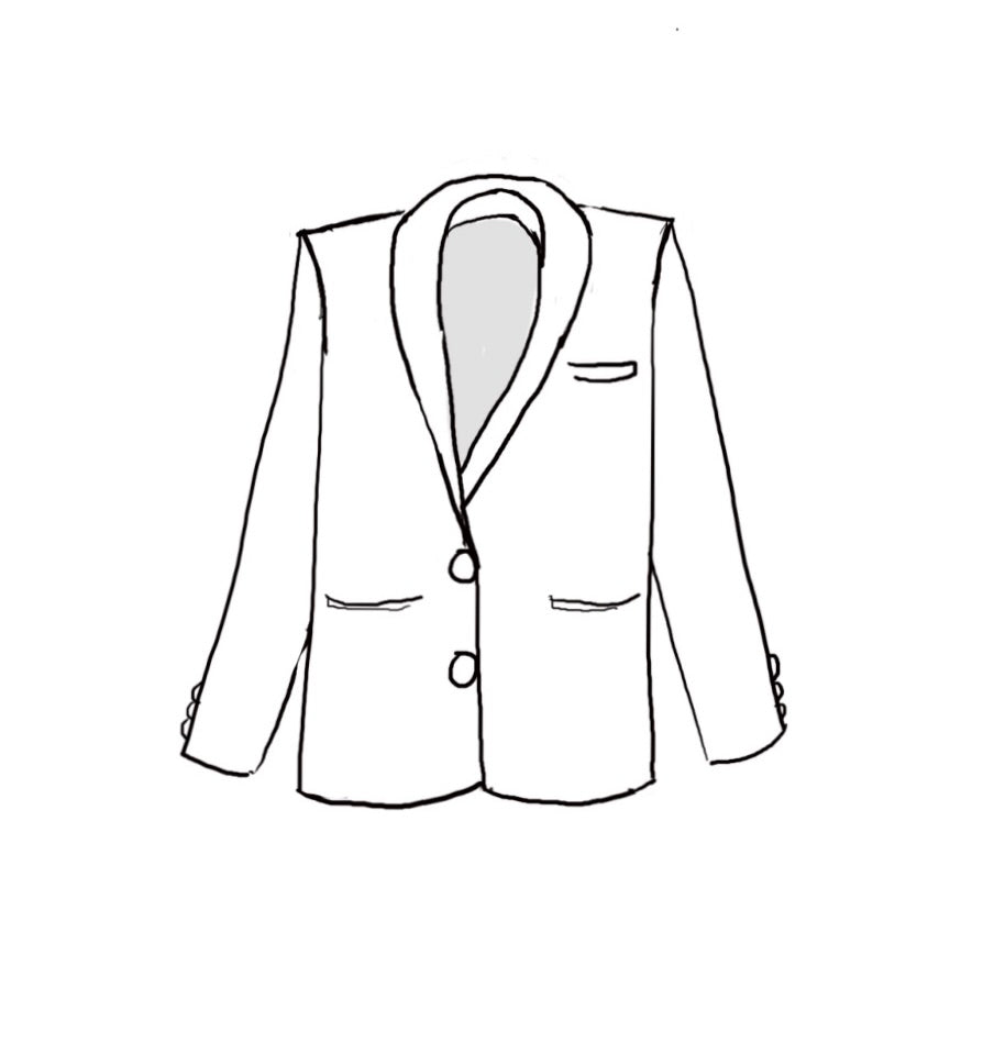 A tailored tuxedo jacket featuring a sleek shawl collar, satin-covered buttons, and a structured silhouette. Handcrafted from a wool blend with a cotton lining, perfect for weddings and formal events.