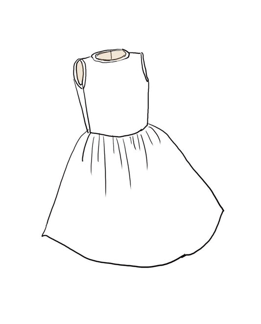 The Basic dress, a timeless sleeveless design perfect for pairing with a custom sash or wearing as a minimalist statement. Features a back zip closure, adjustable petticoat volume, and silky soft lining for comfort. Handcrafted in Brooklyn from satin, silk, and tulle. Ideal for weddings, flower girls, and special occasions.