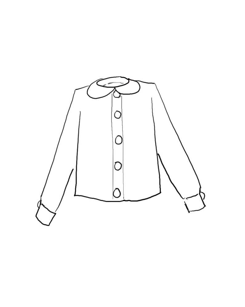 Page Boy Shirt in Italian cotton with a classic Peter Pan collar, covered buttons, and a hand-cut pattern. Available in egg shell white or custom colors. Perfect for formal page boy attire, weddings, and royal-inspired occasions.