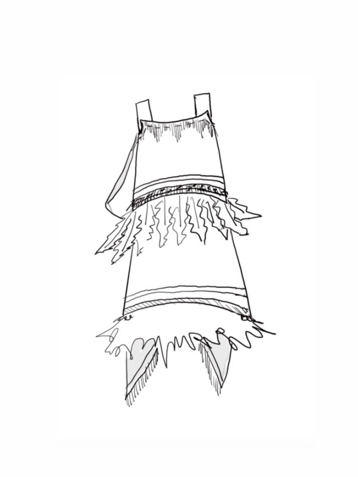 The Imogen, an art deco-inspired A-line dress featuring beaded fringe, silk, velvet, and a playful layer of ostrich feathers. Designed for movement and elegance, complete with an oversized satin bow. Fully lined with a silky soft finish and a side zip closure. Handcrafted in Brooklyn with optional personalized embroidery. Perfect for weddings, parties, and special occasions.