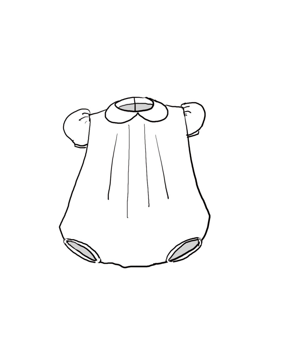 The Baby Bubble, a vintage-inspired baby romper with puff sleeves, a Peter Pan collar, and soft pleats for a classic look. Features a comfortable, airy silhouette, perfect for special occasions, portraits, and everyday elegance. Handmade with care.