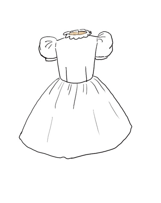 The Diana flower girl dress with princess seams, puff sleeves, and a ruffle neckline. Elegant satin, silk, and tulle gown, handcrafted in Brooklyn. Lined with silky soft fabric for comfort, with optional personalized embroidery. Perfect for weddings, formal occasions, and special events.