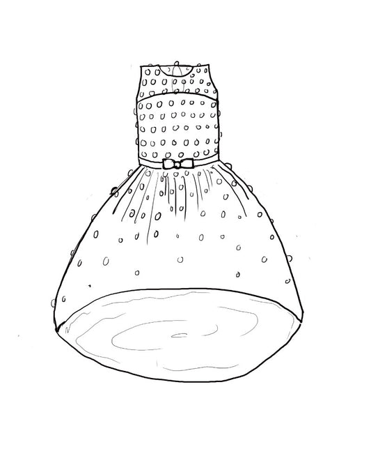 The Pearl flower girl dress featuring intricate pearl embellishments on an illusion neckline and bodice. Swiss dot tulle skirt with a twirly high-low hem, finished with a satin bow.