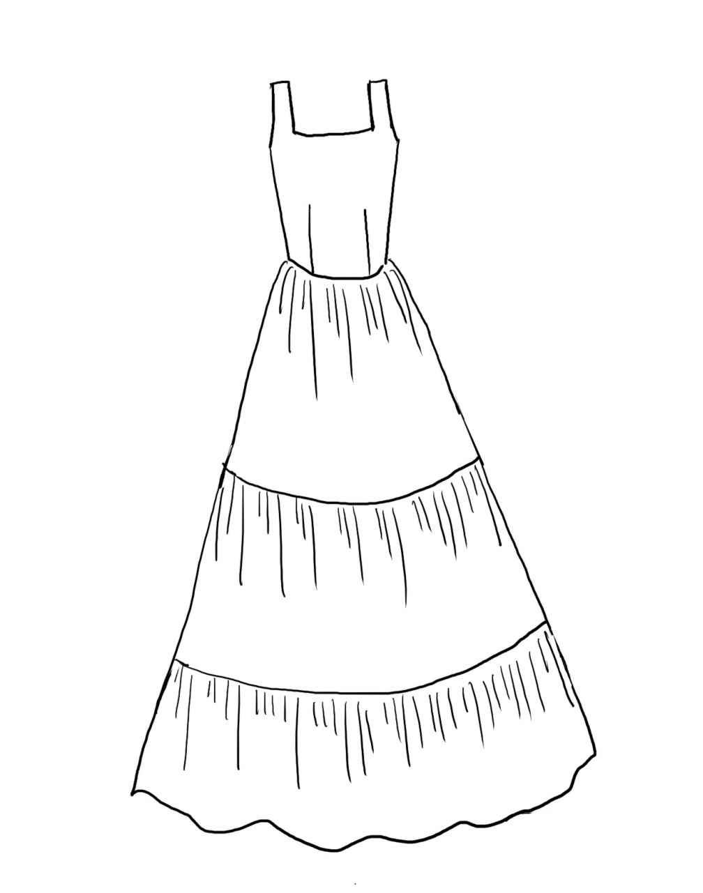 The Madeleine tiered junior bridesmaid maxi dress with wide straps and square neckline – elegant gown for weddings and formal occasions