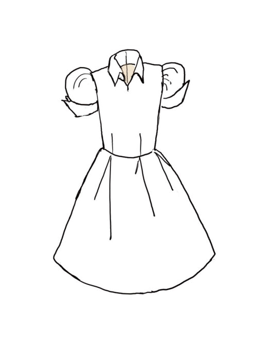 The Easton linen flower girl and communion dress with tailored collar and sleeves – refined and elegant for special occasions.