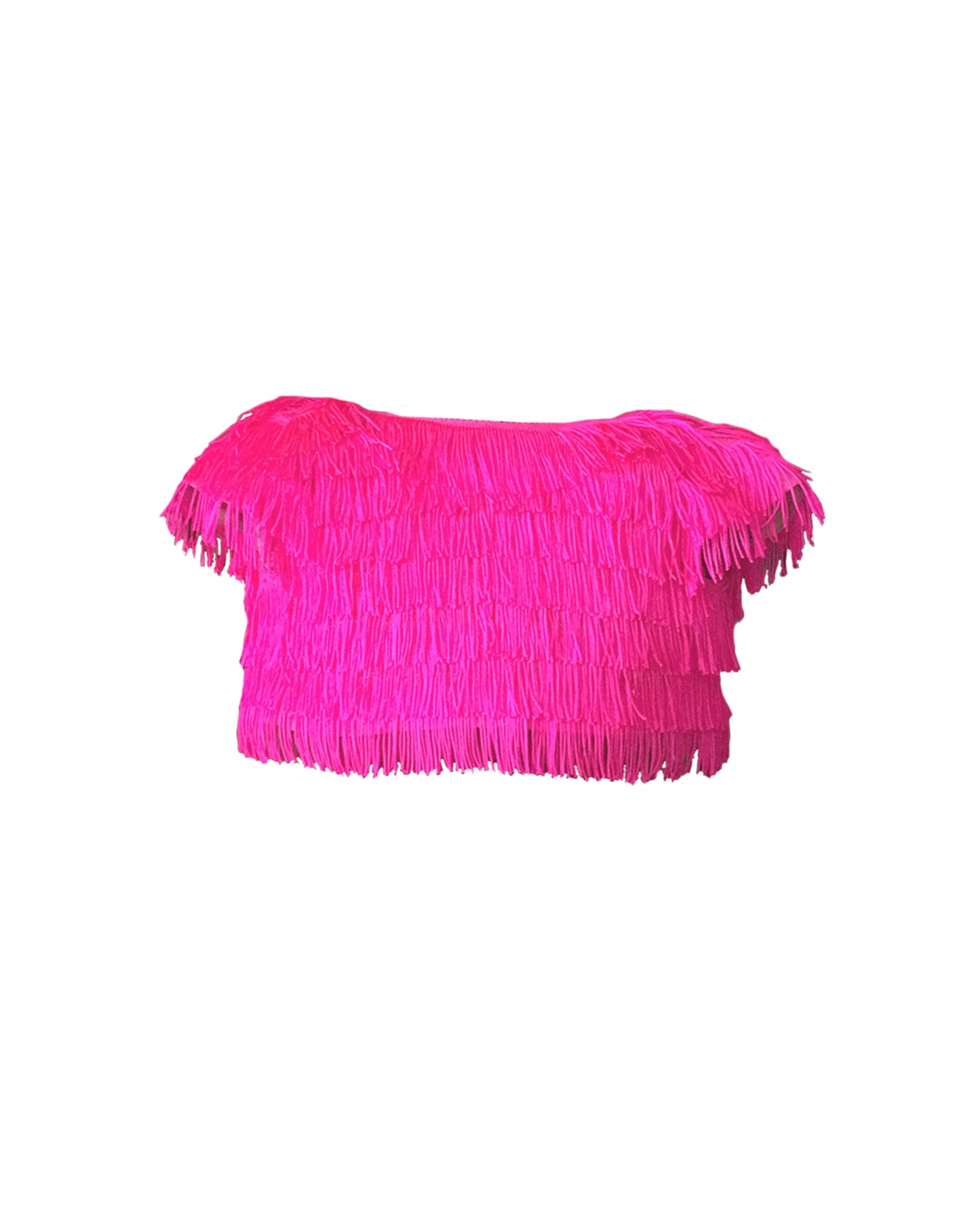 The Minnie, a playful two-piece fringe outfit featuring a cap sleeve top and separate skirt with a tulle lining for extra movement. Designed with rows of silky fringe from top to bottom for maximum fun and flair. Fully lined in silk with a back zip closure. Handcrafted in Brooklyn from satin, poly-blend fringe, and silk, with optional personalized embroidery. Perfect for weddings, parties, and special occasions.