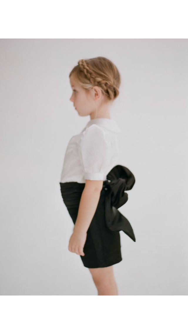 tuxedo inspired flower girl outfit with shorts for formal wedding
