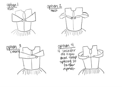 The belle princess costume has differents adjustable shoulder swags: flat, wist, crussed and movable 