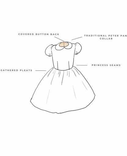 The Baby Rachel VIP satin baby flower girl dress with peter pan collar and pleated skirt – perfect for weddings and formal events.

