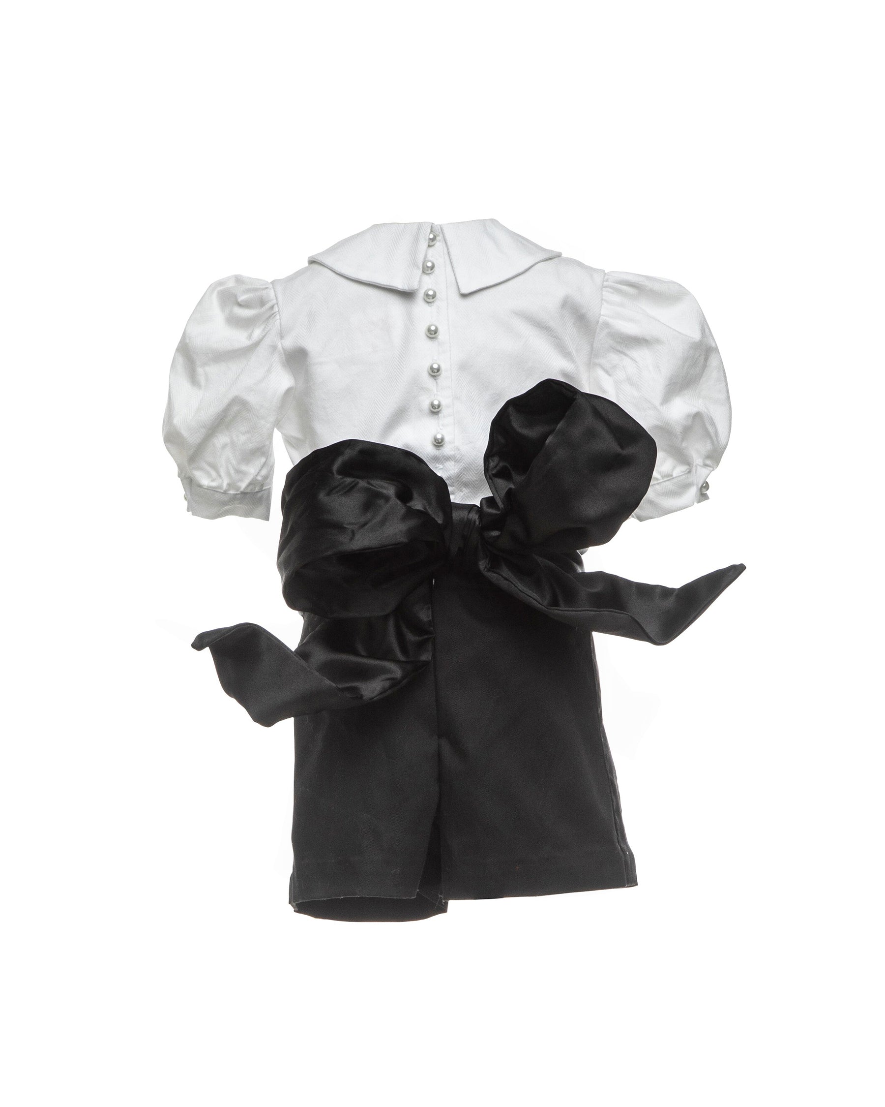 tuxedo inspired flower girl outfit with shorts for formal wedding