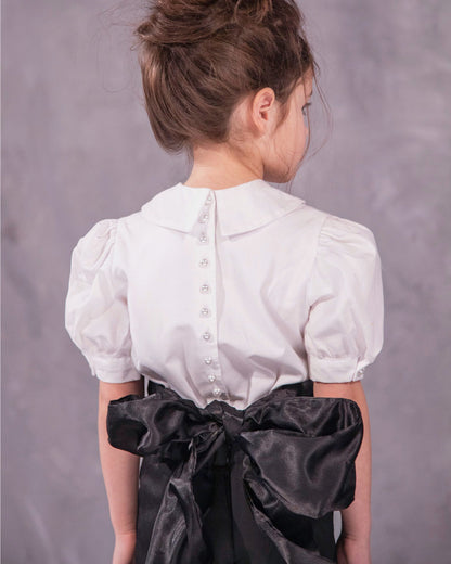 tuxedo inspired flower girl outfit with shorts for formal wedding