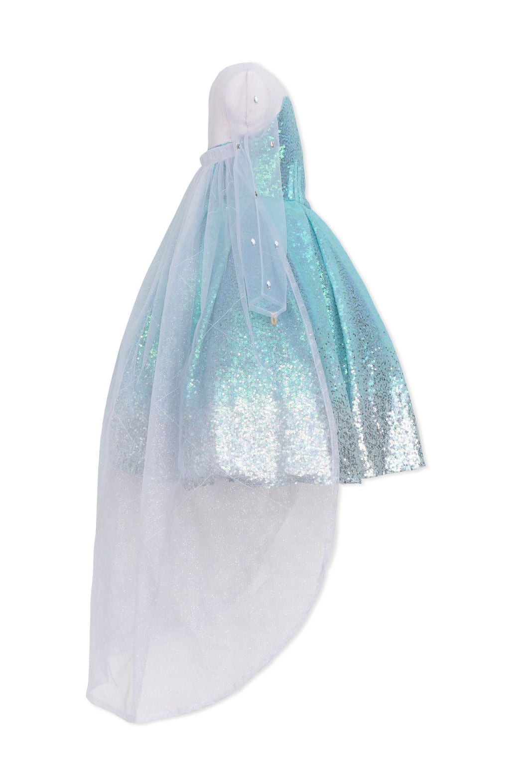 Child’s Elsa Frozen dress-up costume with sequin bodice, ombré skirt, and detachable floor-length cape