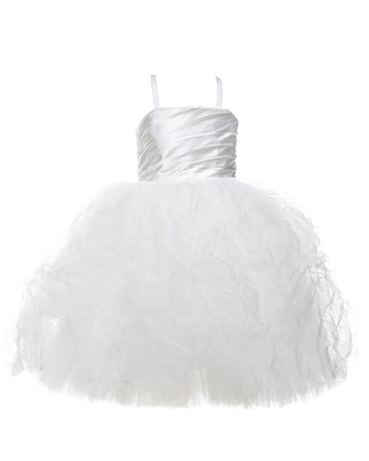 Satin and tulle flower girl dress for summer garden weddings and black tie occasions